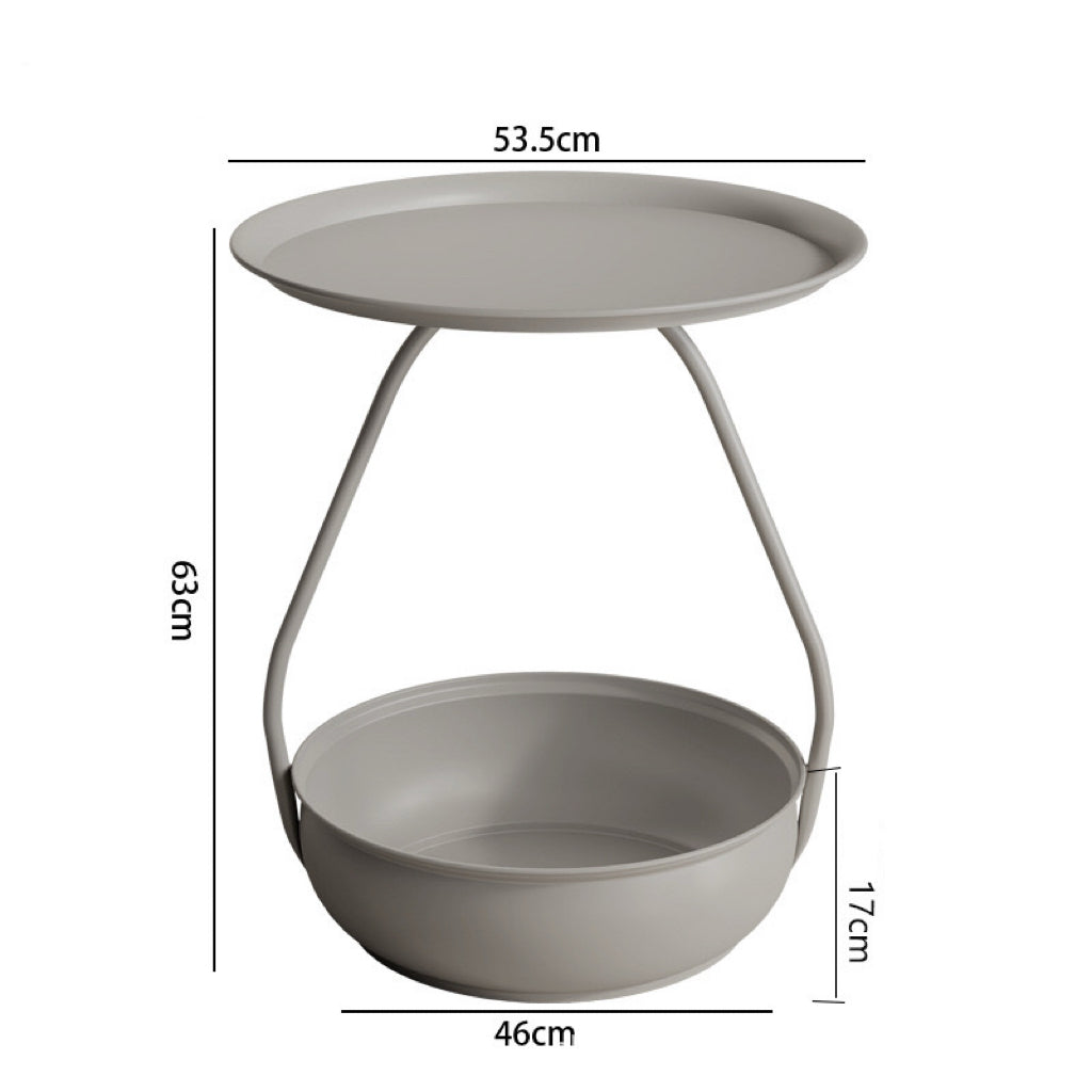 Modern Nesting Coffee Table – Round Metal Side Tables with Storage Basket for Living Room, Bedroom, Balcony, and Office