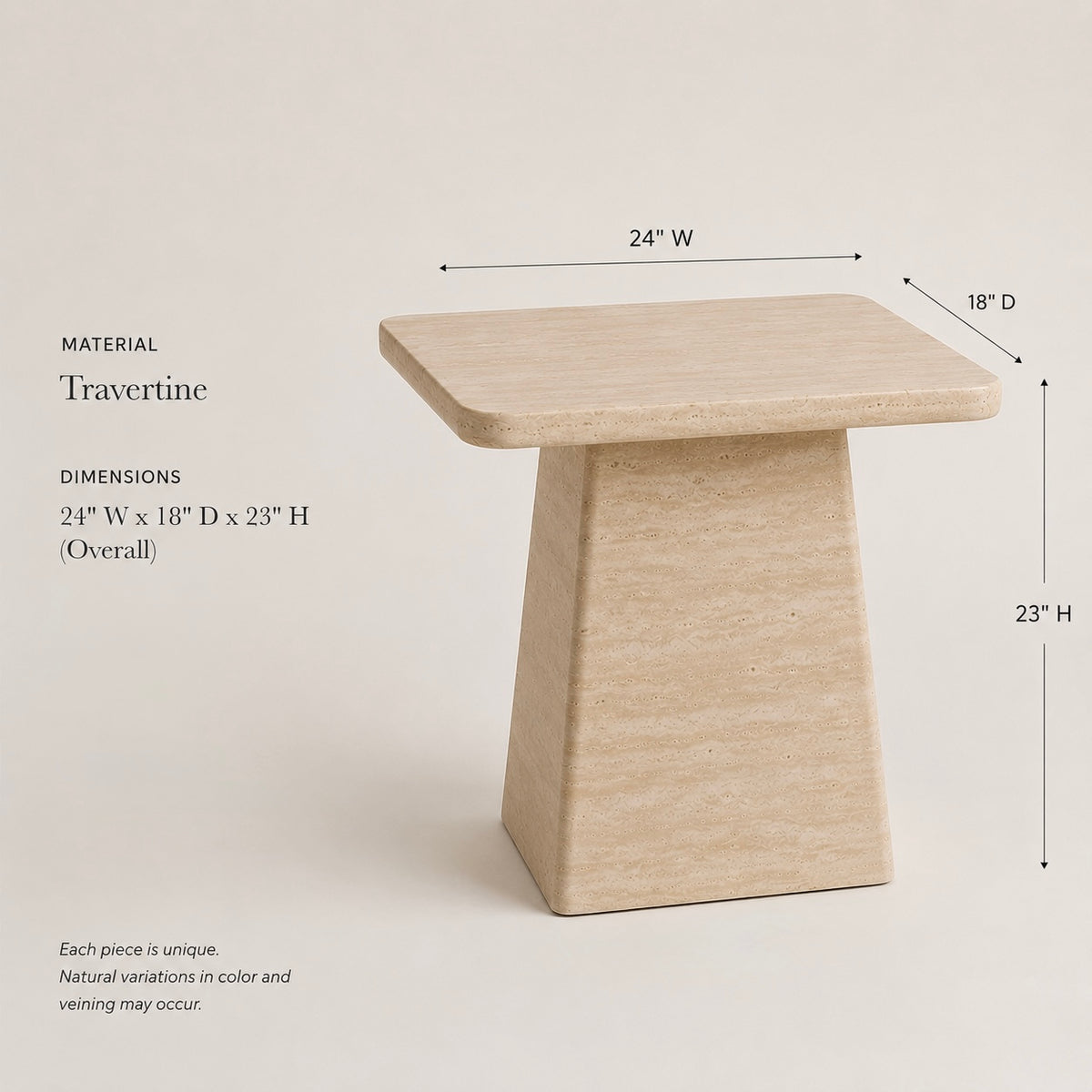 Custom Travertine Pedestal Side Table | Natural Stone End Table, Sculpture Display Stand & Accent Table