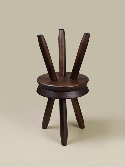 Handcrafted Solid Wood Tripod Stool – Charlotte Perriand–Inspired