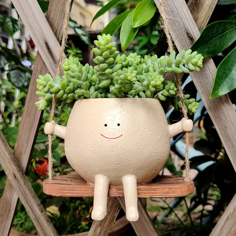 Smiley Face Hanging Planter | Swing Plant Pot for Indoor & Outdoor Décor