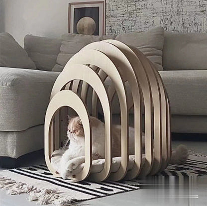 Modern Arch Metal Cat Bed & Sculptural Pet Hideaway