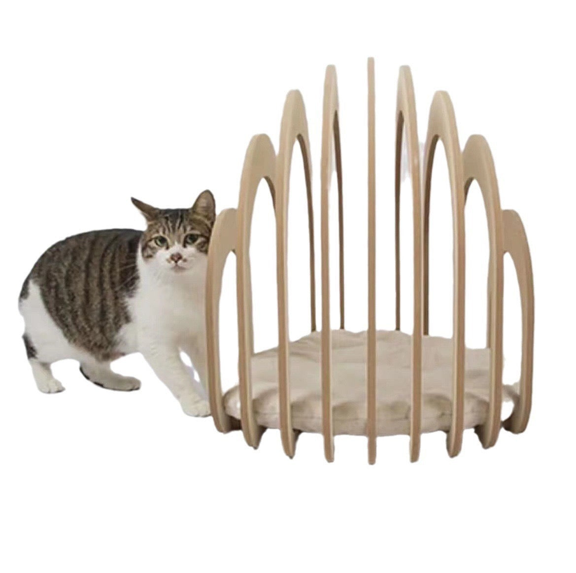Modern Arch Metal Cat Bed & Sculptural Pet Hideaway