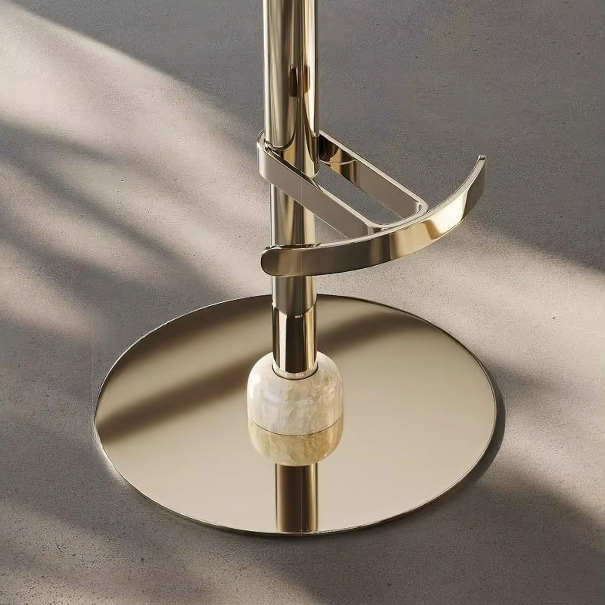 Sculptural 360° Swivel Bar Stool — Ivory & Polished Stainless Steel