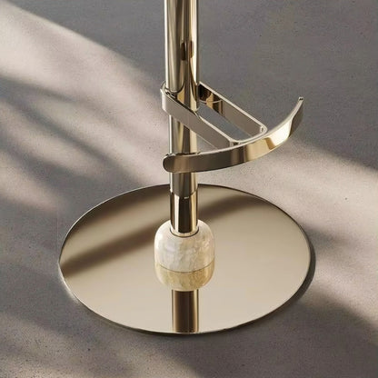 Sculptural 360° Swivel Bar Stool — Ivory & Polished Stainless Steel
