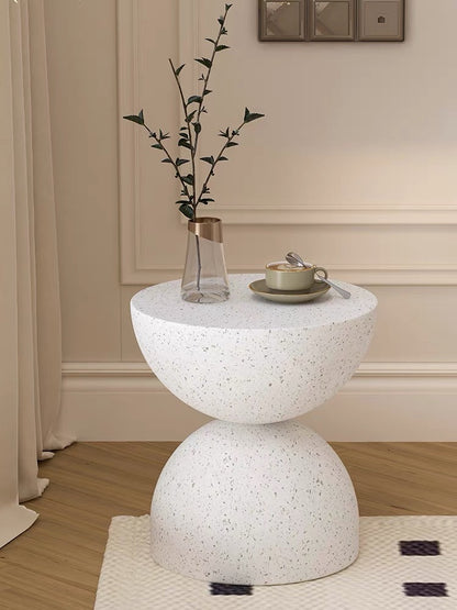 Elegant Cream Round Coffee Table - Creative Bedside & Leisure Table for Homestay & Afternoon Tea