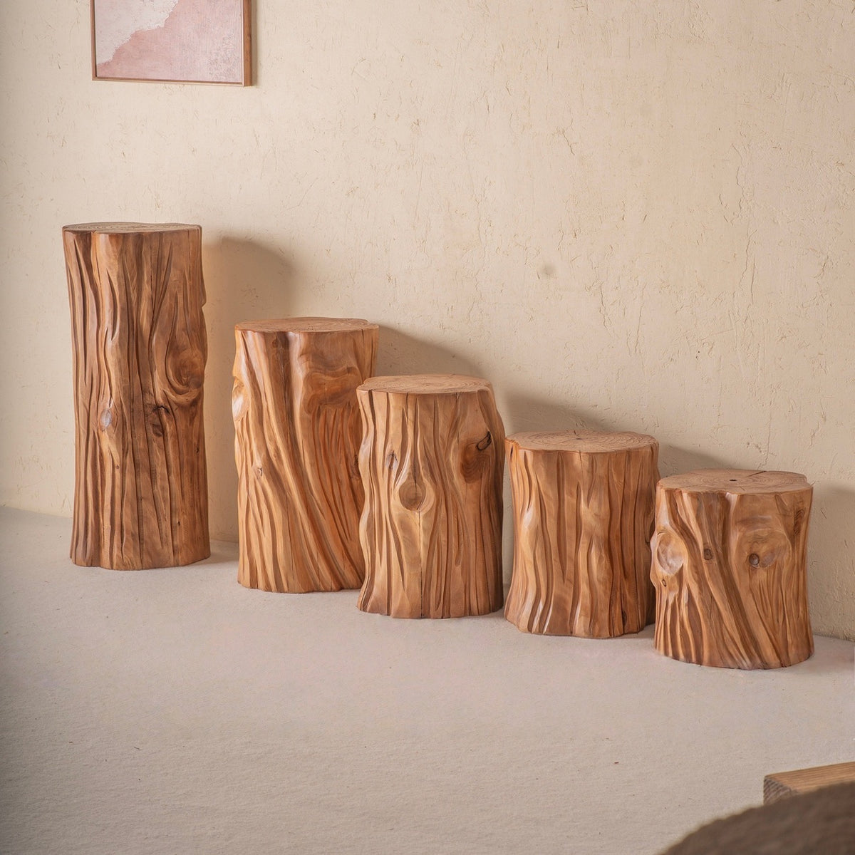 Carved Solid Wood Pedestal Stand