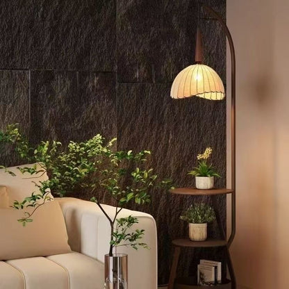 Modern Multi-Functional Floor Lamp with Shelves - Low Shade Style