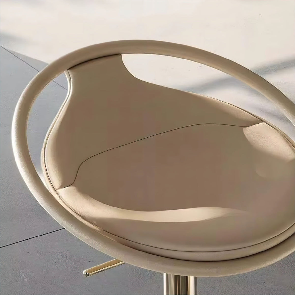 Sculptural 360° Swivel Bar Stool — Ivory & Polished Stainless Steel