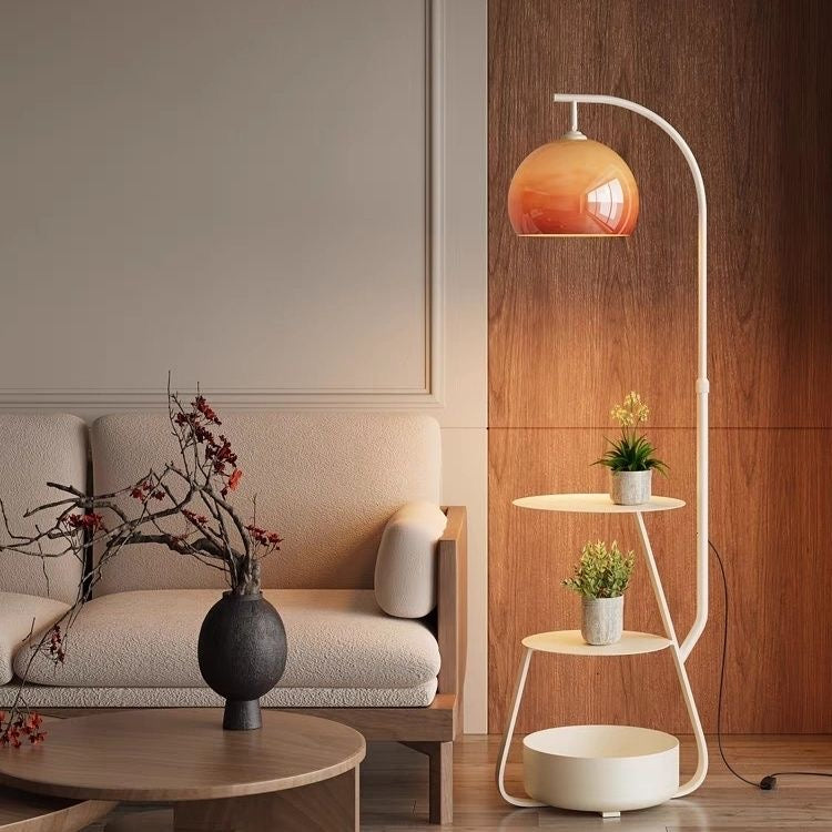 Modern Multi-Functional Lounge Side Table Floor Lamp - High Shade Style