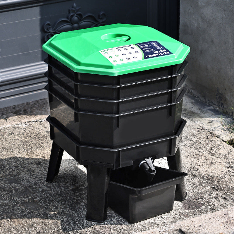 Worm Composting System – Customizable, Durable, and Eco-Friendly Compost Bin for Efficient Food Recycling - 5 Layers