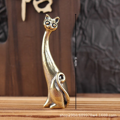 Modern Brass Cat Figurines | Sculptural Shelf & Table Decor