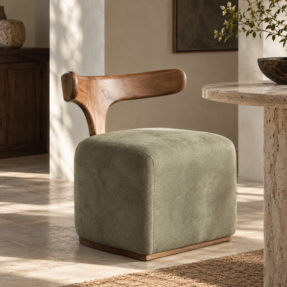 green upholstered chair, café chair, restaurant chair, boutique hotel furni