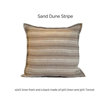 Vintage Linen Stripe Pillow Cover | Plastic-Free Natural Linen Cushion Cover | Japandi & Wabi-Sabi Decorative Pillow Cover
