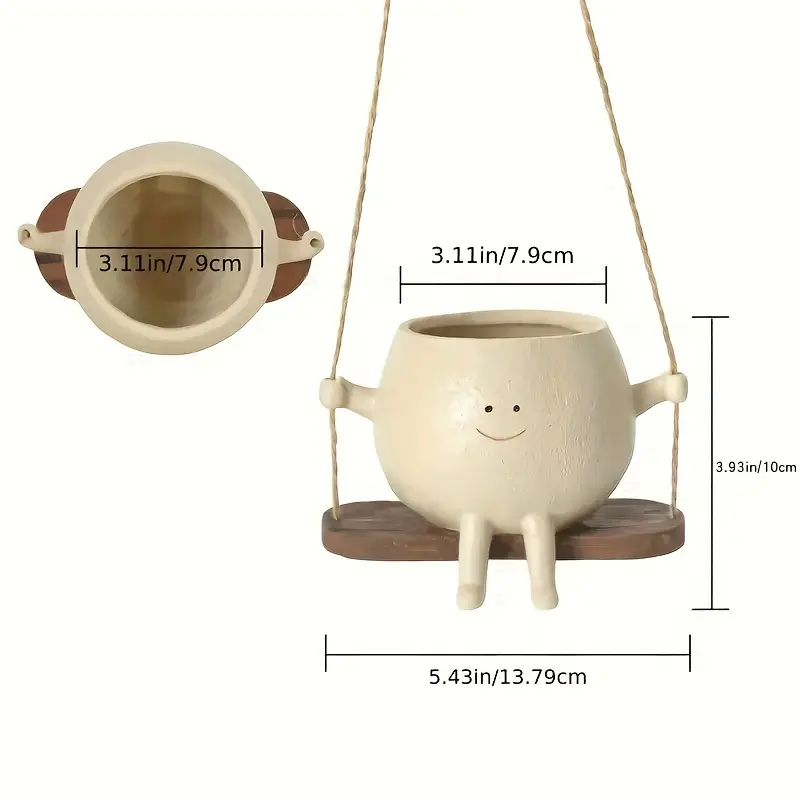 Smiley Face Hanging Planter | Swing Plant Pot for Indoor & Outdoor Décor