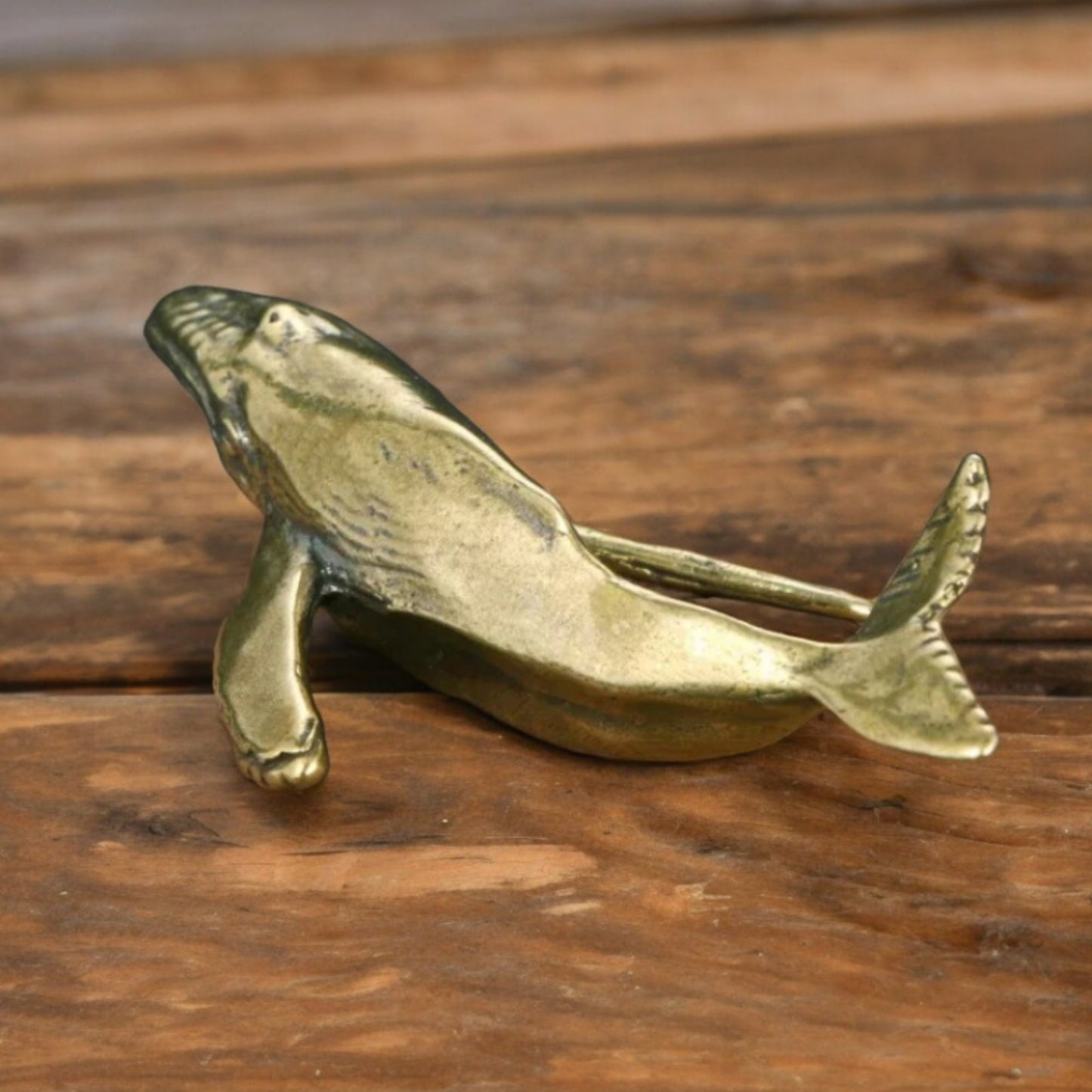 Antiqued Solid Brass Blue Whale Statue Figurine – Nautical Home Decor & Desk Ornament