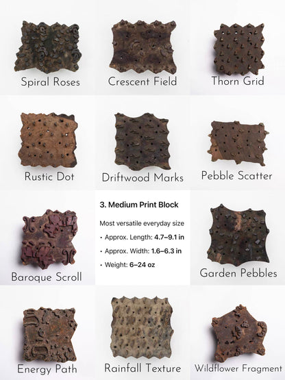 Vintage Indian Wooden Block Stamps – Hand-Carved Textile Printing Blocks