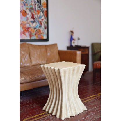 Sculptural Pedestal Side Table – Wavy Accent Table for Modern Interiors