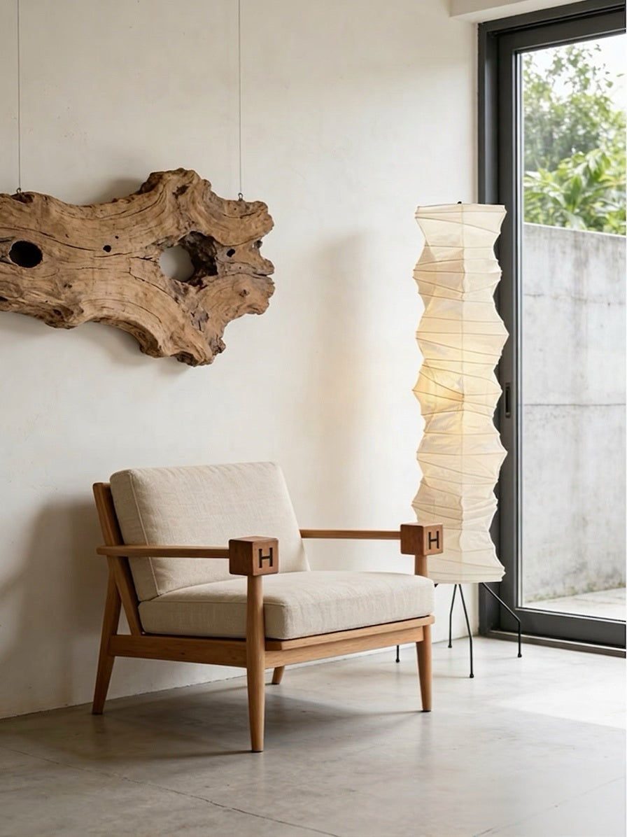 Japanese Wabi-Sabi Rice Paper Irregular Floor Lamp – Ausidecor Home