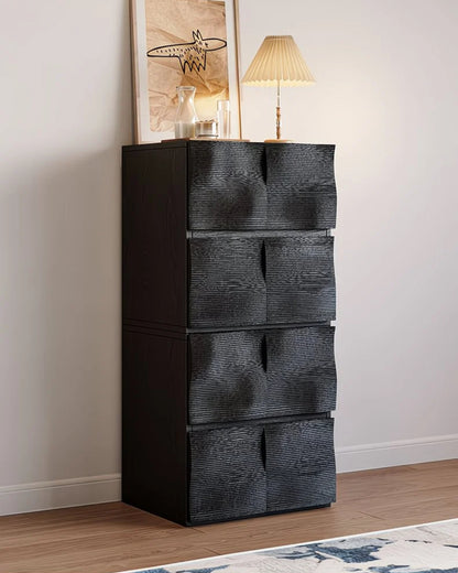 Modern Textured Wood Storage Cabinet