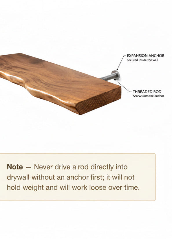 Live Edge Floating Wood Shelf – Rustic Natural Solid Wood Wall Shelf