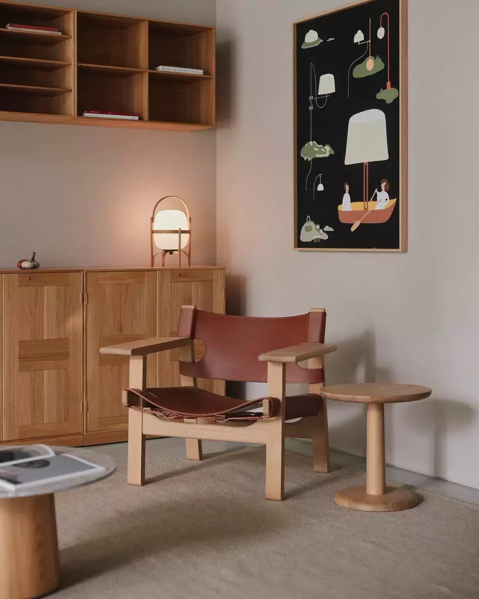 Spanish Chair | Genuine Leather Sling Lounge Chair – Solid Wood Mid-Century Armchair
