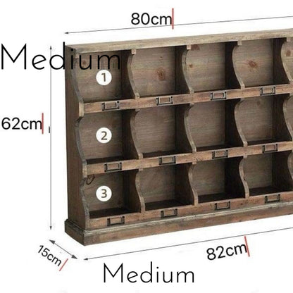 Vintage Wooden Wall Cubby Shelf Organizer – Rustic Display & Storage