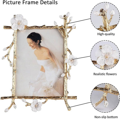 Floral Metal Picture Frame – Elegant 4x6 & 5x7 Sizes
