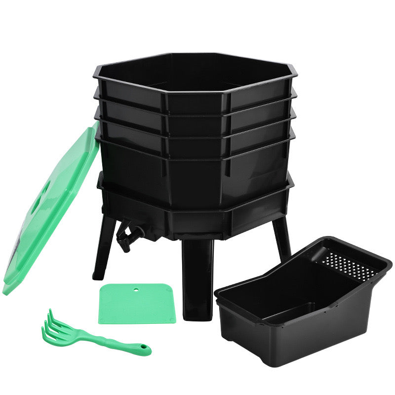 Worm Composting System – Customizable, Durable, and Eco-Friendly Compost Bin for Efficient Food Recycling - 5 Layers