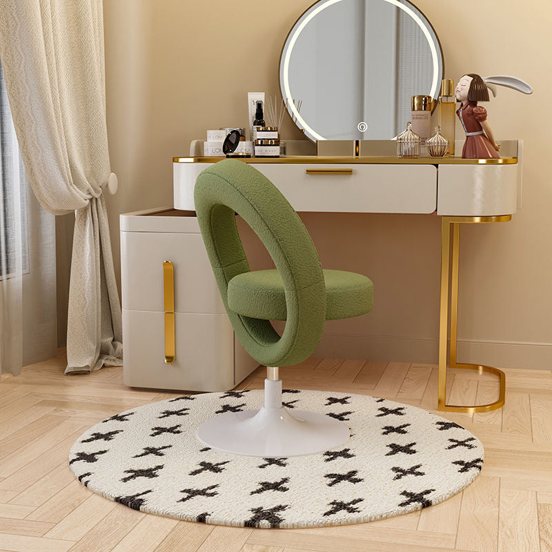 Modern Boucle Swivel Vanity Chair – Donut Accent Chair with 360° Rotation