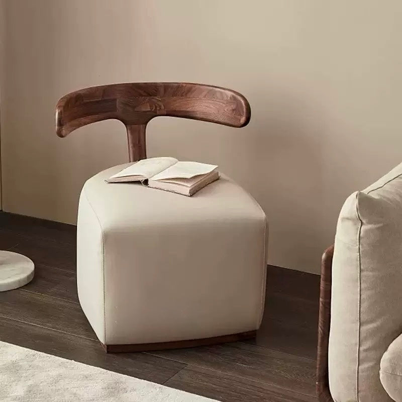 Sculptural Wood Back Chair – Olive Green Upholstered Accent & Dining Chair