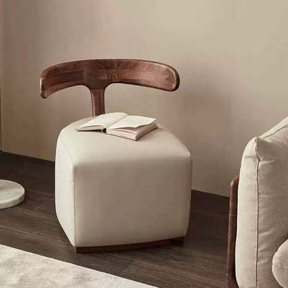 Sculptural Wood Back Chair – Olive Green Upholstered Accent & Dining Chair