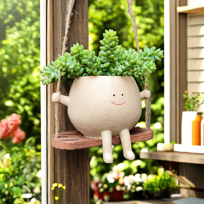 Smiley Face Hanging Planter | Swing Plant Pot for Indoor & Outdoor Décor