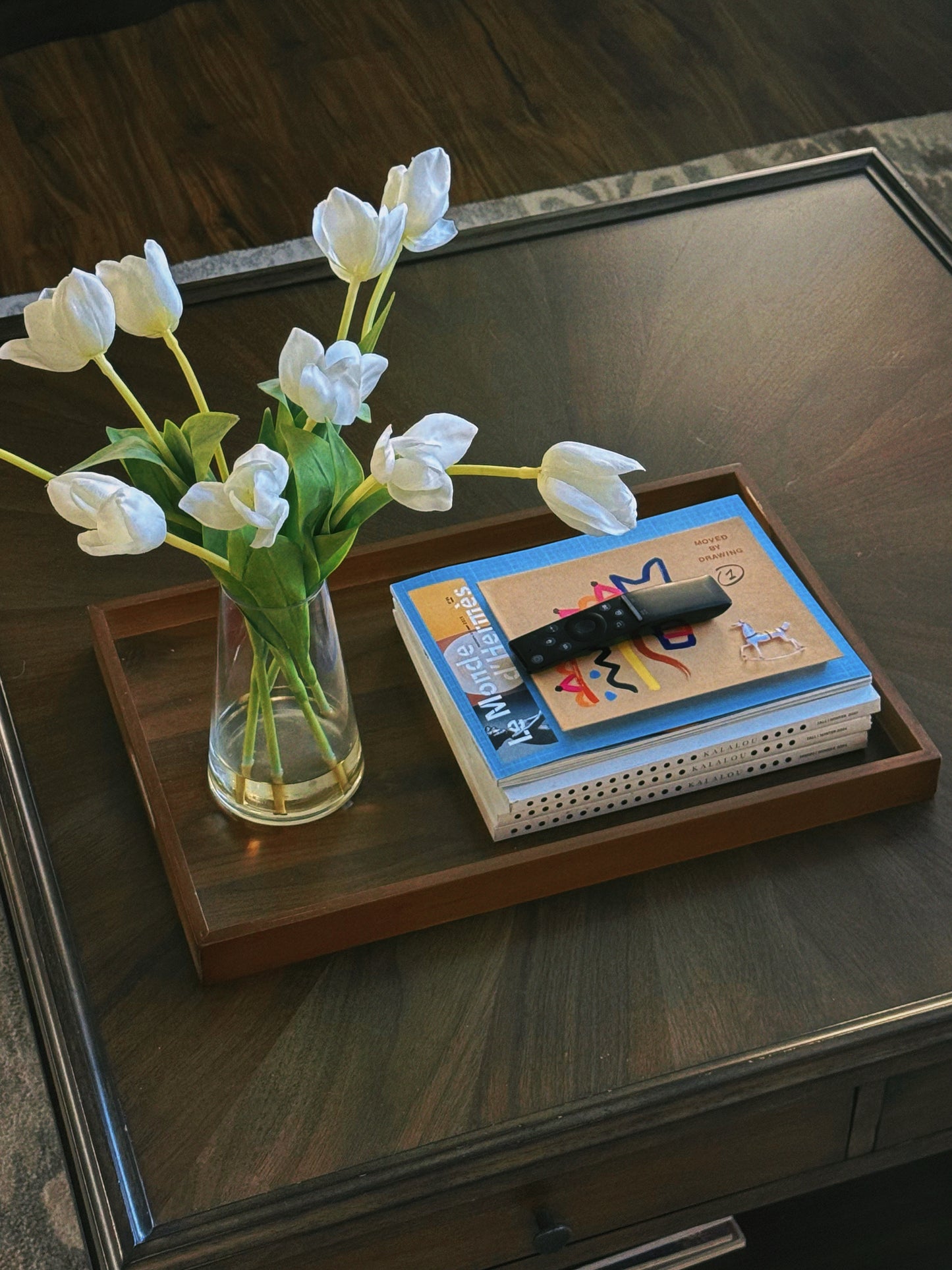 Handcrafted Large Solid Wood Nesting Serving Trays Minimalist Coffee Table & Ottoman Tray Decor