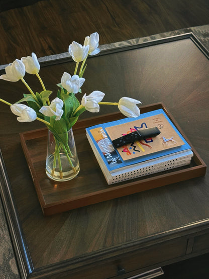 Handcrafted Large Solid Wood Nesting Serving Trays Minimalist Coffee Table & Ottoman Tray Decor