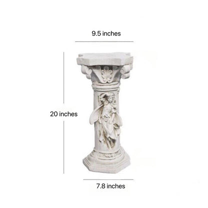 Enchanted Fairy Pedestal – 20-Inch Distressed White Column Riser for Plants & Garden Decor