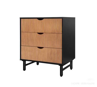 Modern 3-Drawer Chest with Textured Design, Durable Laminate Finish, and Sleek Black Frame