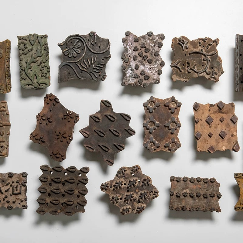 Vintage Indian Wooden Block Stamps – Hand-Carved Textile Printing Blocks