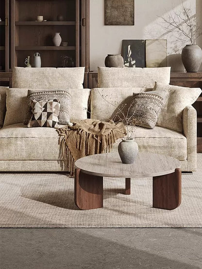 Solid Wood & Natural Stone Coffee Table