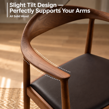 Soren Solid Ash Wood Dining Armchair – Sculptural Curved Back Chair