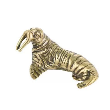 Antiqued Solid Brass Walrus Figurine – Feng Shui Symbol of Wealth, Protection & Calm Strength