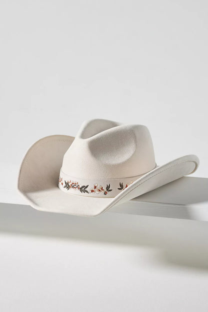 Embroidered Belted Rancher Cowboy Hat – Stylish Western Elegance in Black, Brown, and White