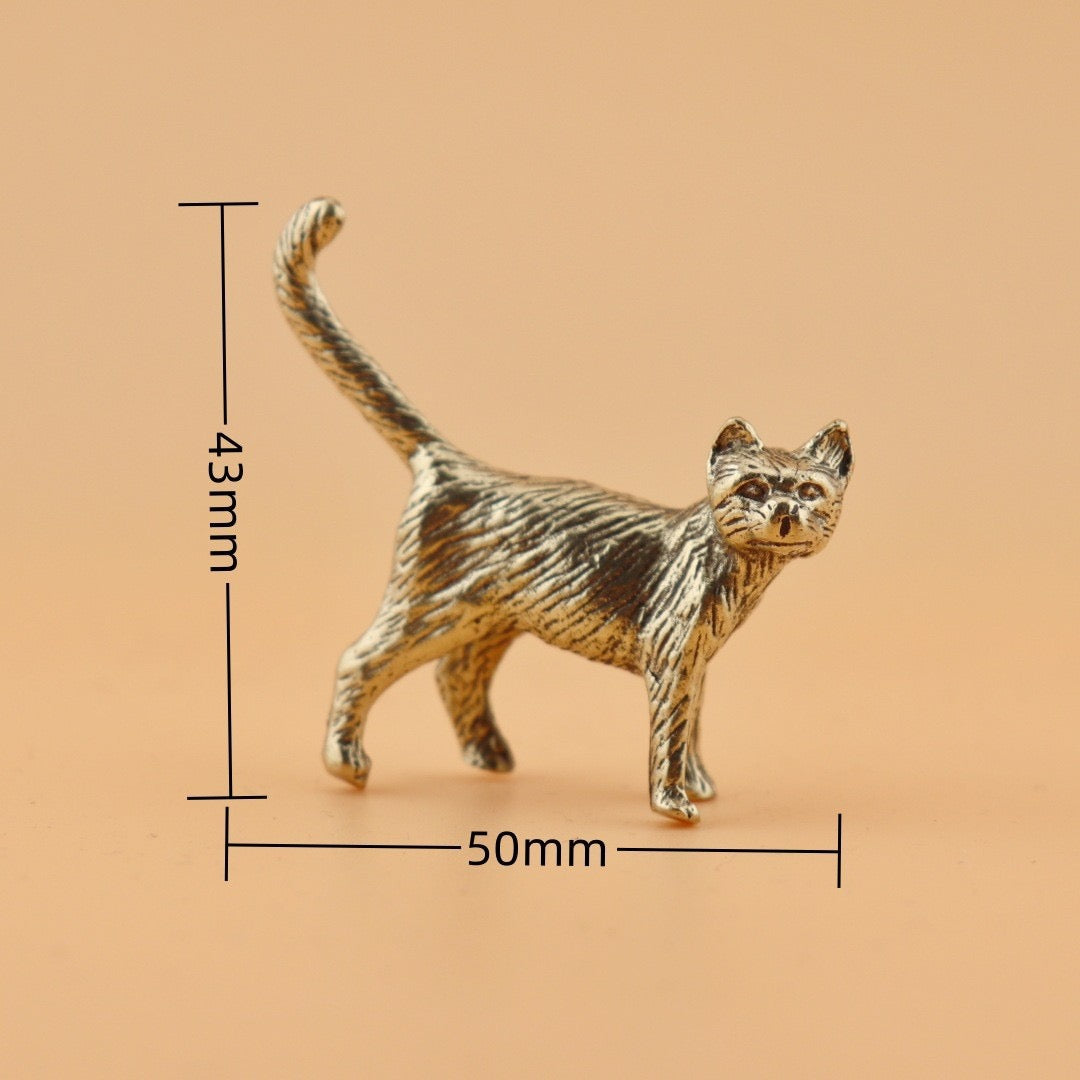 Modern Brass Cat Figurines | Sculptural Shelf & Table Decor