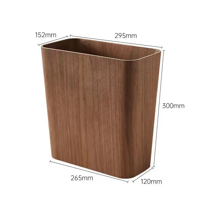 Wooden-Style Trash Bin with Optional Rotating Lid – Modern & Functional Design