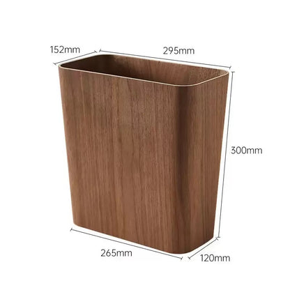 Wooden-Style Trash Bin with Optional Rotating Lid – Modern & Functional Design