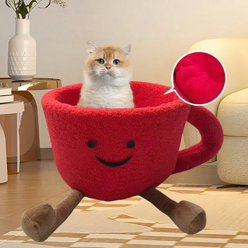 Adorable Mug-Shaped Cat Bed for Cozy Naps