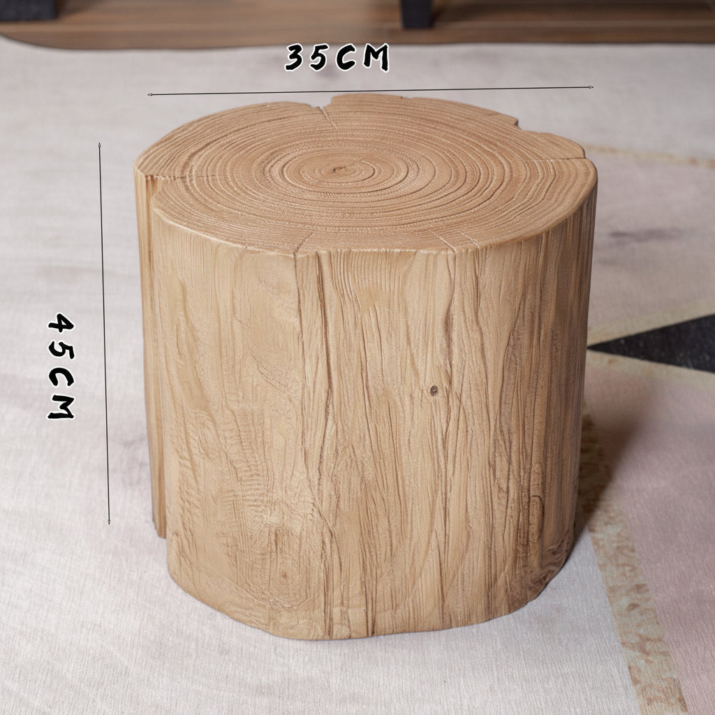 Natural Log Stump Stool & Organic Side Table
