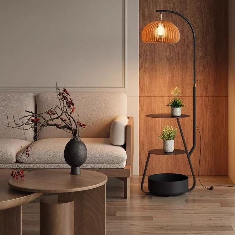 AUSI Pumpkin Carriage Arc Floor Lamp with Side Table | Autumn Glow – Ready to Ship