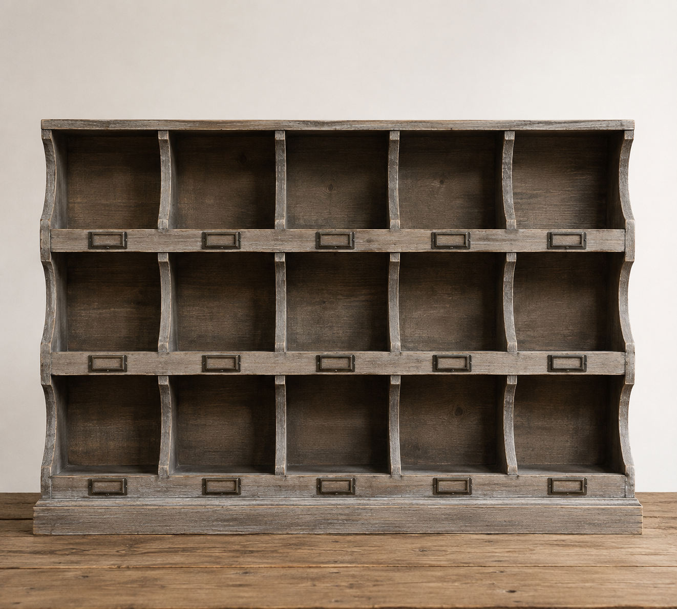 Vintage Wooden Wall Cubby Shelf Organizer – Rustic Display & Storage