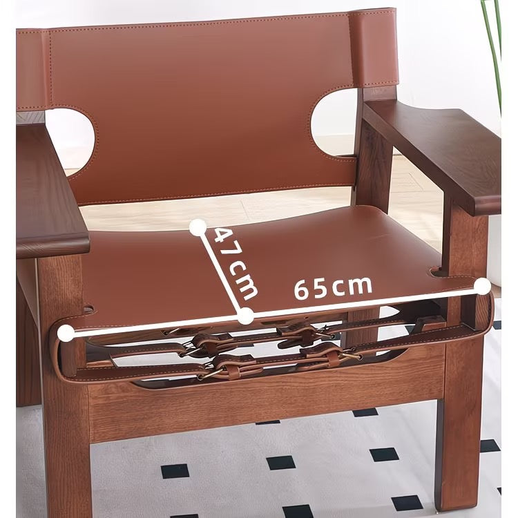 Solid Wood & Leather Sling Lounge Chair