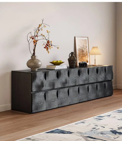 Modern Textured Wood Storage Cabinet